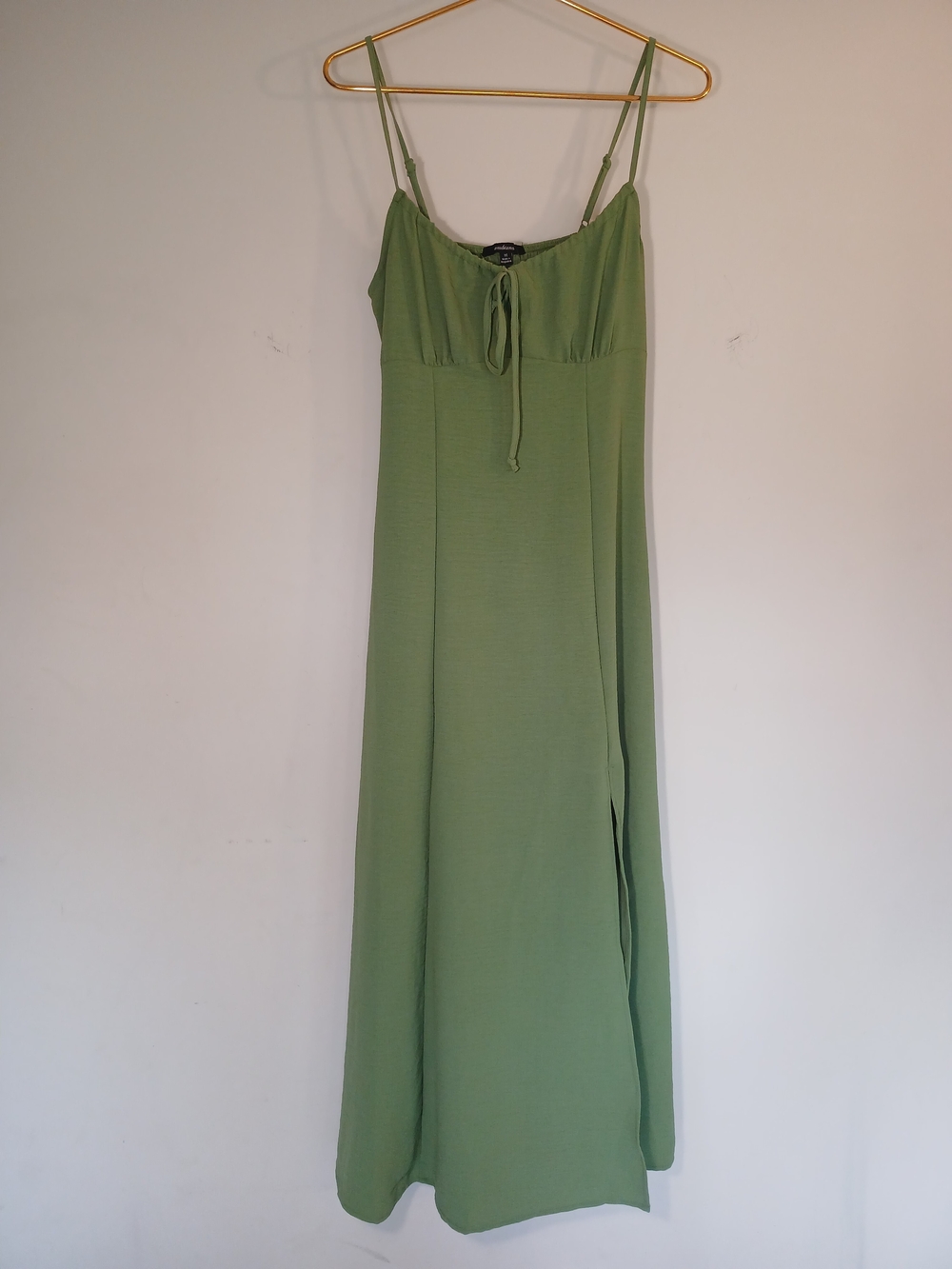 Ambiance Light Green Spaghetti Strap Maxi Dress with Front Tie